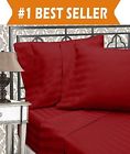 88234250156 00rw-stripe-6pc-queen-burgundy Elegant Comfort Best Softest