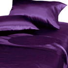 201512 Landmark Purple Satin Bed Sheet Pillowcase Set King Size Silk Soft Polyester New