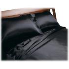 20152 Landmark Black Satin Bed Sheet Pillowcase Set Queen Size Silk Soft Polyester New