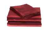 201522 Landmark Burgundy Red Satin Bed Sheet Pillowcase Set King Size Silk Soft Polyester New