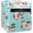 5053526071653 Mainstays Flannel Sheet Set Snow Owl Print Queen