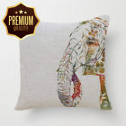 5947191 Sls Cotton Linen Decorative Throw Pillow Case Cushion Cover Elephant