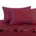 600-stripe-qn Royal Tradition Burgundy Queen Cotton Sheets Pillowcases 600 Thread Count Stripe Collection