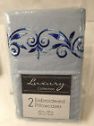 735732275241 Luxury Collection Embroidered Pillow Case Pair Montecarlo Blue