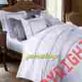 797766 Queen Flat Sheet Yves Delorme Palace New Laurier White Grey Egyptian Cotton 350