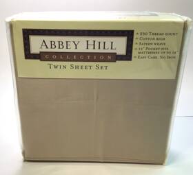Abby Hill Collection 072000895146 250 Thread Gold Twin Sheet Set 60% Cotton 40% Polyester