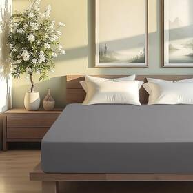1000tccl Acnalboma 1000 Thread Count Egyptian Cotton Fitted Sheet Queen 60 Inch X80 Grey