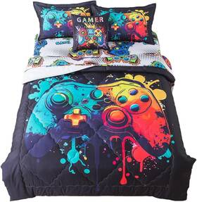 Adasmile A & S 705353125652 And Game Comforter Sets For Boys Kids 6 Piece Gaming Bedding Set Twin Adasmile A & S 705353125652 And Game Comforter Sets For Boys Kids 6 Piece Gaming Bedding Set Twin