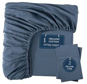 Ogn160fs-kg-nvy Affinity Linens Fitted Sheet King Size 100% Organic Cotton 3-piece 3pc 03 Navy Blue