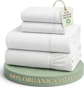 Ogn160ss-kg-pwht Affinity Linens Lane Linen 100% Organic Cotton King Size Sheets Set Soft And Comfy All Season Bre