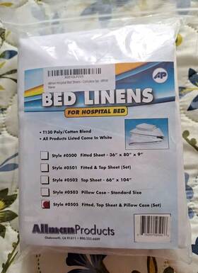 Allman Products 635855505006 Hospital Bed Sheet Set Fitted Top Pillow Case White Sealed-l1