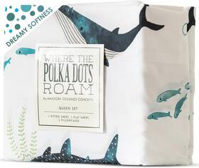 Amadora Designed Concepts 744110180015 Where The Polka Dots Roam Nautical Ocean Full Bedding Set - 4 Piece Super Soft