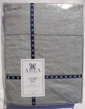 Amalia 606454027133 Novo Queen 100% Stonewashed Flax Linen Flat Top Sheet Grey 94x112 Nwt Amalia 606454027133 Novo Queen 100% Stonewashed Flax Linen Flat Top Sheet Grey 94x112 Nwt