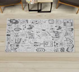 Ambesonne 744110954692 Video Games Decorative Rug Monochrome Sketch Gaming Design Racing Mon