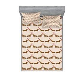 92443 Ambesonne Dachshund Fitted Sheet And Pillow Sham Set Cartoon Sausage Dogs In Love 92443 Ambesonne Dachshund Fitted Sheet And Pillow Sham Set Cartoon Sausage Dogs In Love