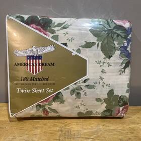 American Dream 074393549118 Vtg Cabbage Rose Floral Cottagecore Twin Sheet Set Flower Nos American Dream 074393549118 Vtg Cabbage Rose Floral Cottagecore Twin Sheet Set Flower Nos