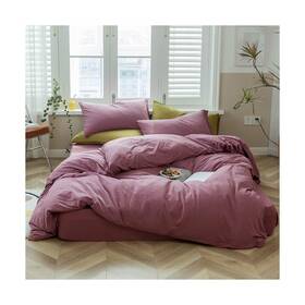 Fskp02-3q Amwan Solid Purple Duvet Cover Queen Pale Mauve Color Bedding Set Jerse
