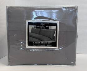 Mfb75-gy-q-ajr Amy Miller Home Queen 4 Piece Sheet Set Flint Gray Supersoft Microfiber New