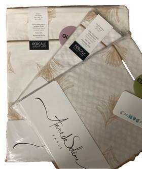 Anne De Sol Ne 609251413941 Solene Paris 1 Queen Flat Sheet 2 Standard Shams Plume Percale 3pc Nwt