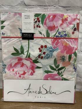Anne De Sol Ne 609251727222 Solene Paris Percale Cotton Queen Flat Sheet Felicie Floral Easy Care