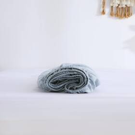 Aorissi 762744156121 100% Linen Fitted Sheet Queen 1 Piece 15 1pc - Dusty Blue
