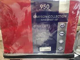 Aq Textiles 191790011151 4 Piece King Sheet Set Grayson 950 Tc Cotton Blend Jewel Red 18 Inch Fit