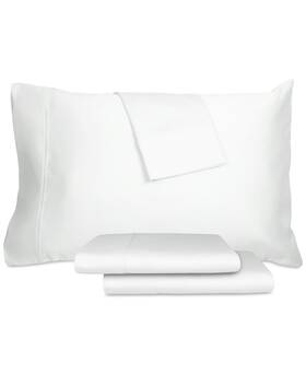 Aq Textiles 191790064096 White Percale Solid 220-thread Count 4-pc. Sheet Set Us Queen