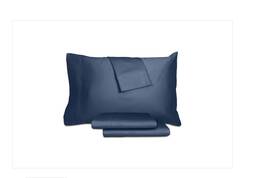 Aq Textiles 191790064140 Percale Solid 4-pc. Sheet Set Queen - Navy