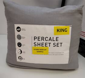 Aq Textiles 191790064171 Percale Solid 4-pc. Sheet Set King Grey Aq Textiles 191790064171 Percale Solid 4-pc. Sheet Set King Grey