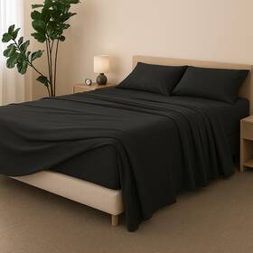 Ar-sheet-017 Arlinen 4 Piece Full Xl Sheets Set 100% Egyptian Cotton Bed Dark Grey Soft