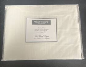 Ashley Cooper 651896484797 New Sealed King Sheet Set 4pc Cotton 300 Count Extra Deep In Ivory