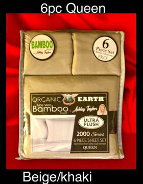 Ashley Taylor / Organic Earth 859577006201 Cooling Aloe Vera Bamboo Deep Pocket 6pc Sheet Set 2000 Queen Size