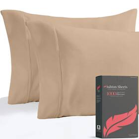 As-spc-1000tc-taupe Ashton Sheets 100% Egyptian Cotton Pillow Cases Queen Size Set Of 2 - Luxury 1000 Series Ma