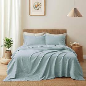 Atlinia 691162536423 Bedding Linen Bed Sheets Set - 100% Pure Flax Sheet Full Stone