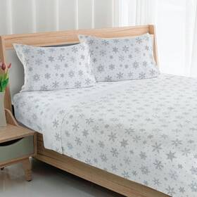 Avanti Linens 021864413973 Twin Flannel Sheets Cozy Home Decor Snowflake Design Winter Wonderland C