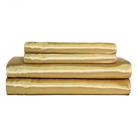 Baltic Linen 023878129215 Satin Luxury Sheet Set Cal King Gold 4-piece