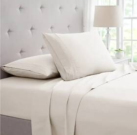 10290102 Bamboo Comfort - 4 Piece Luxury 3 Line Embroidered Sheet Set Ivory