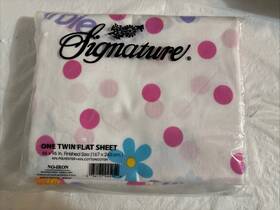 Barbie 034137045054 Multicolor Signature Twin Flat Sheet Cotton Blend. New Sealed. 66x96 Inch