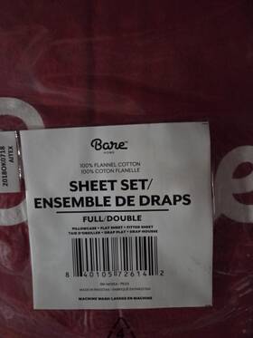 20180k0718 Bare Home 100% Cotton Flannel Sheet Set Full/double Solid Red