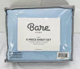 Bare Home 669799585299 6 Pc Queen Sheet Set Light Blue Premium Microfiber 4 Pillow Cases
