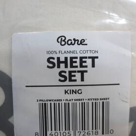 Bare Home 840105726180 Organic Flannel Cotton Sheet Set - Cream King Size