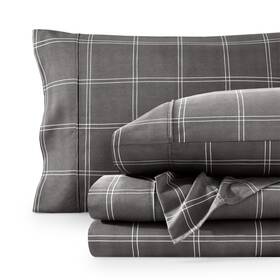 C3-597i Bare Home Queen Sheet Set - Luxury 1800 21 Modern Plaid Grey/white C3-597i Bare Home Queen Sheet Set - Luxury 1800 21 Modern Plaid Grey/white