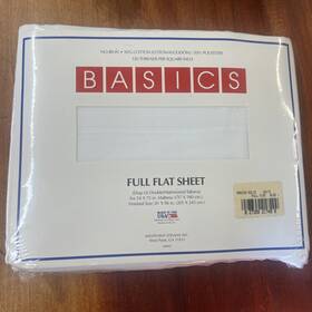 Basics 027399217499 Vtg White Full Flat Sheet 50% Cotton Polyester Made In Usa New