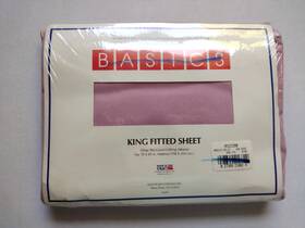 1r212080 Basics Westpoint Stevens Vintage King Fitted Sheet English Rose Pink No Iron Cotton Blend Usa New