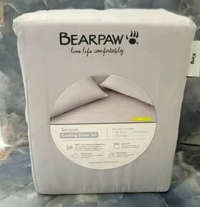 Bearpaw 008889366354 New King Serene All Season Comfort Cooling 4pc Sheet Set Dove Gray