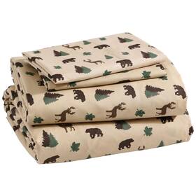 Beatrice Home Fashions 048986812866 Cozy Cabin 4-piece Queen Microfiber Bedding Sheet Set With Deep Pockets Rusti