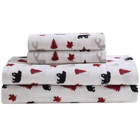 Beatrice Home Fashions 048986918353 Cozy Cabin 4-piece King Microfiber Bedding Sheet Set With Deep Pockets Rustic