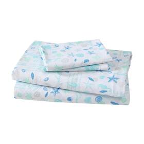 Beatrice Home Fashions 655385258081 Coastal Print Microfiber Sheet Set Soft Comfy 12 Inch Deep Pockets Full Hamp
