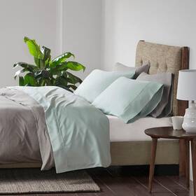 Beautyrest 086569217073 Cooling Cotton Blend 4-pcs 600 Thread Count Queen Sheet Set Seafoam