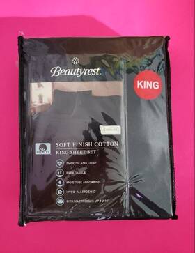 Beautyrest 086569552471 New Black King Bed Sheets Set 100% Soft Finish Cotton 4 Pc Bedroom